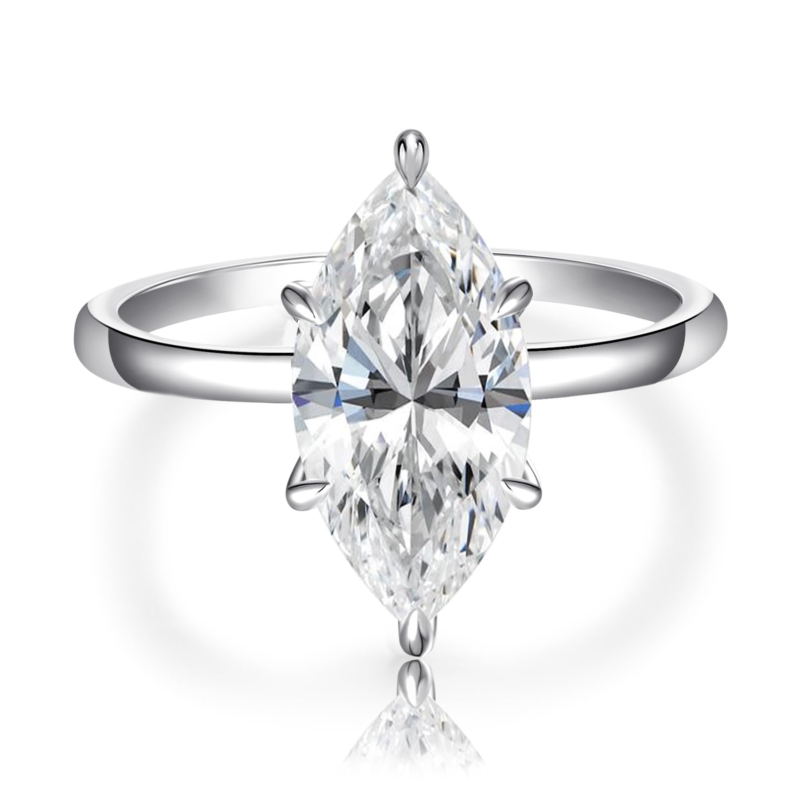 3.5CT Marquise Cut Engagement Ring for Women, Wedding Promise Cubic Zirconia Band, 14K Gold/White Gold Plated Simulated Diamond Rings Size 5-9