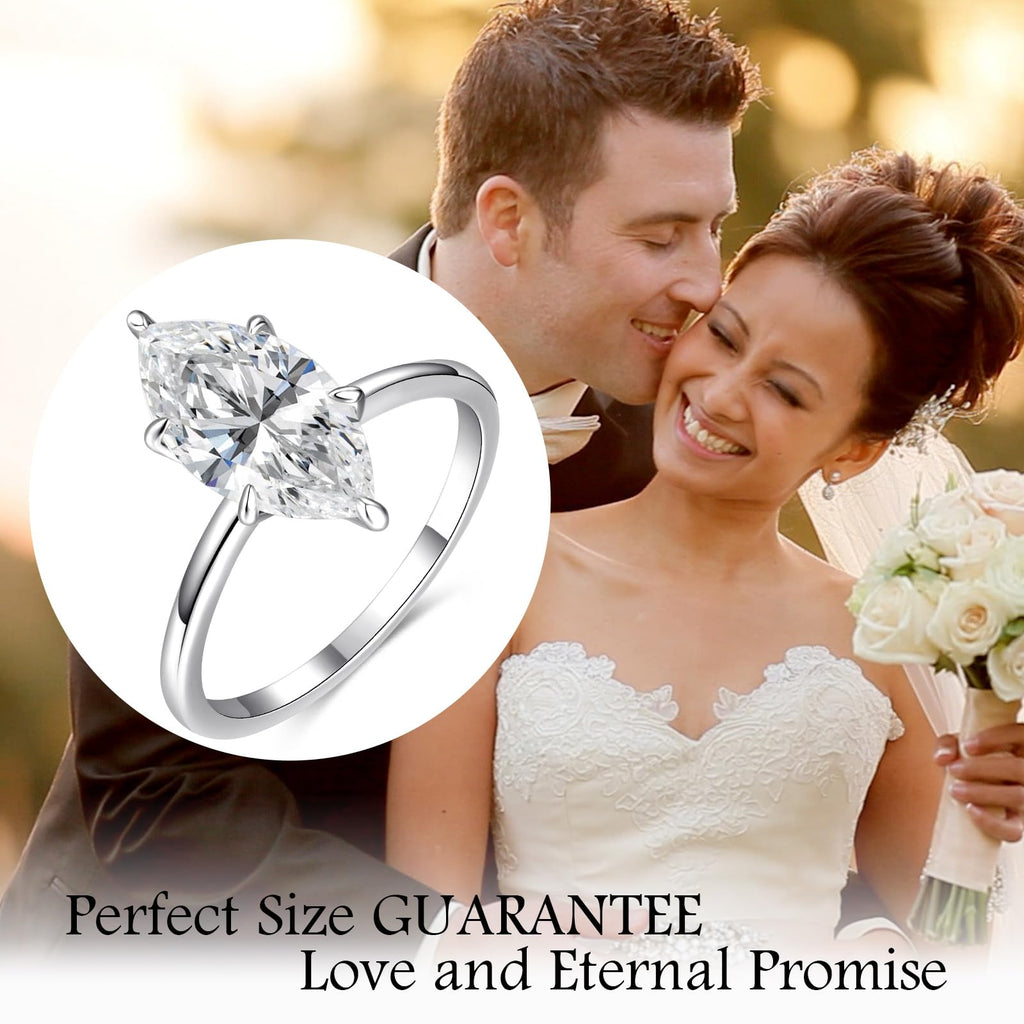3.5CT Marquise Cut Engagement Ring for Women, Wedding Promise Cubic Zirconia Band, 14K Gold/White Gold Plated Simulated Diamond Rings Size 5-9