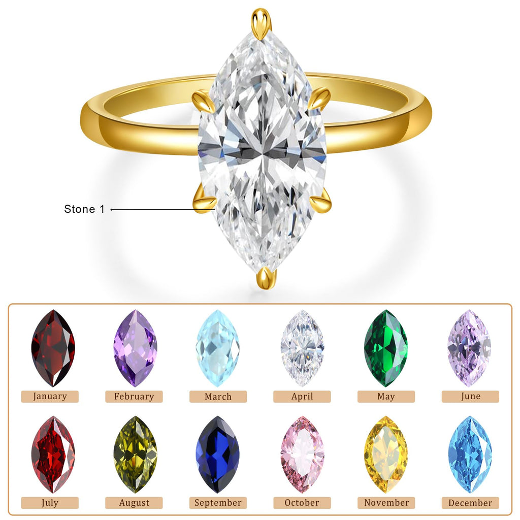 3.5CT Marquise Cut Engagement Ring for Women, Wedding Promise Cubic Zirconia Band, 14K Gold/White Gold Plated Simulated Diamond Rings Size 5-9